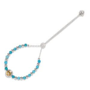 New Brighton Multicolor Blue Silver Mosaic Faceted Beads Adjustable Bracelet